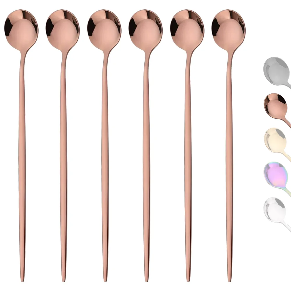 Gold Cutlery Flatware - 6 pezzi manico lungo cucchiaio da