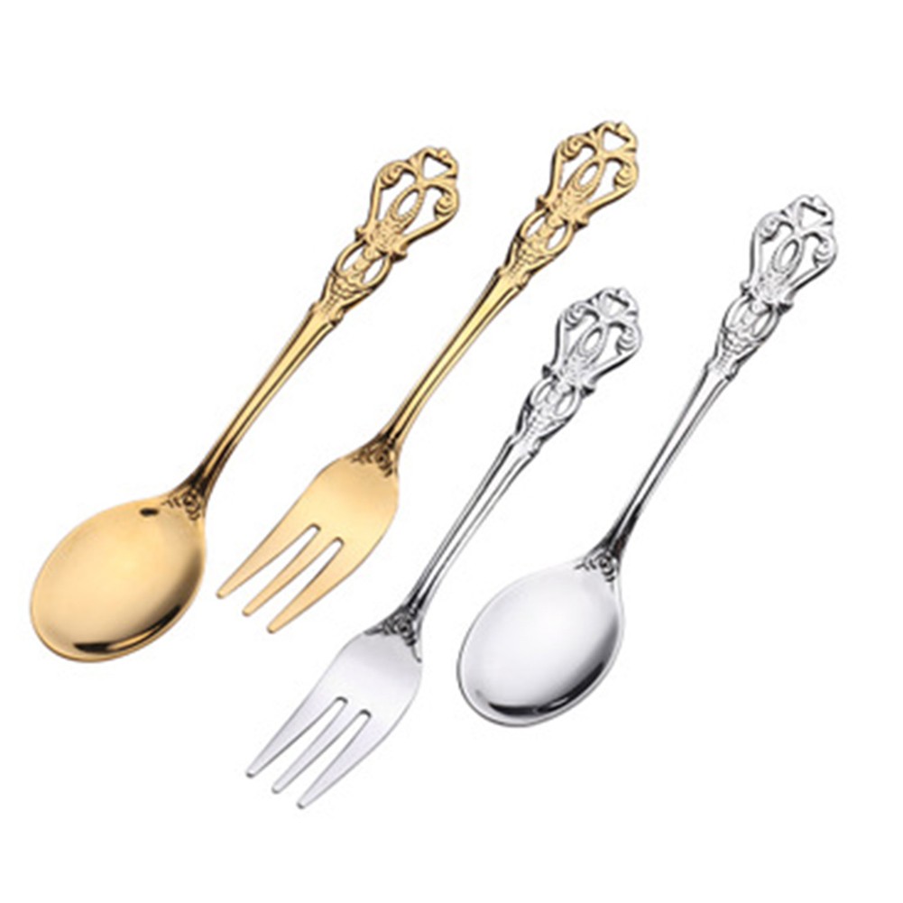 Gold Cutlery Flatware - Set di posate vintage in acciaio