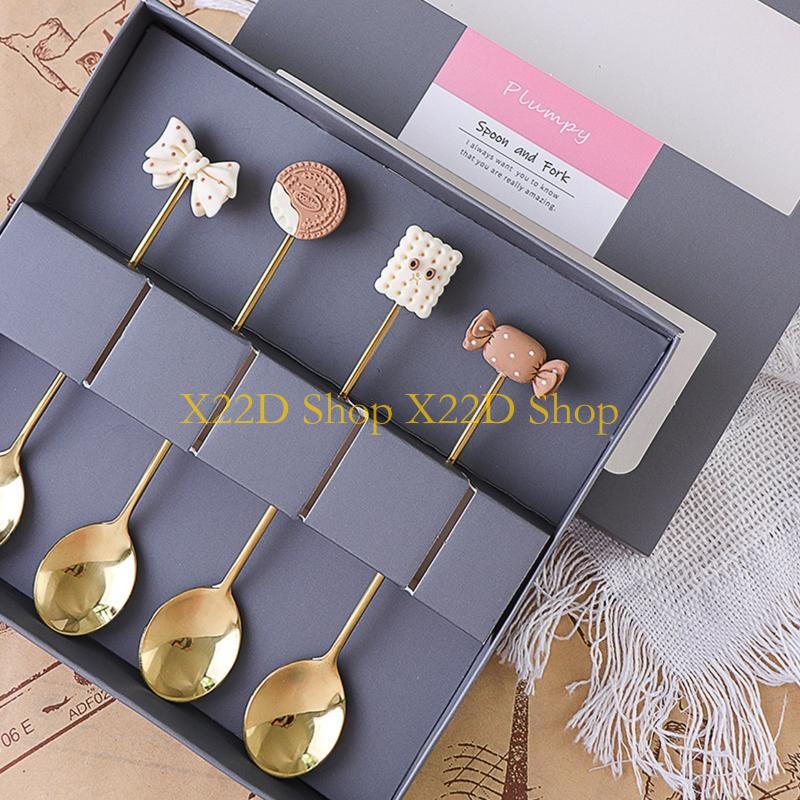 Gold Cutlery Flatware - Cucchiaio da dessert antiruggine X22D con