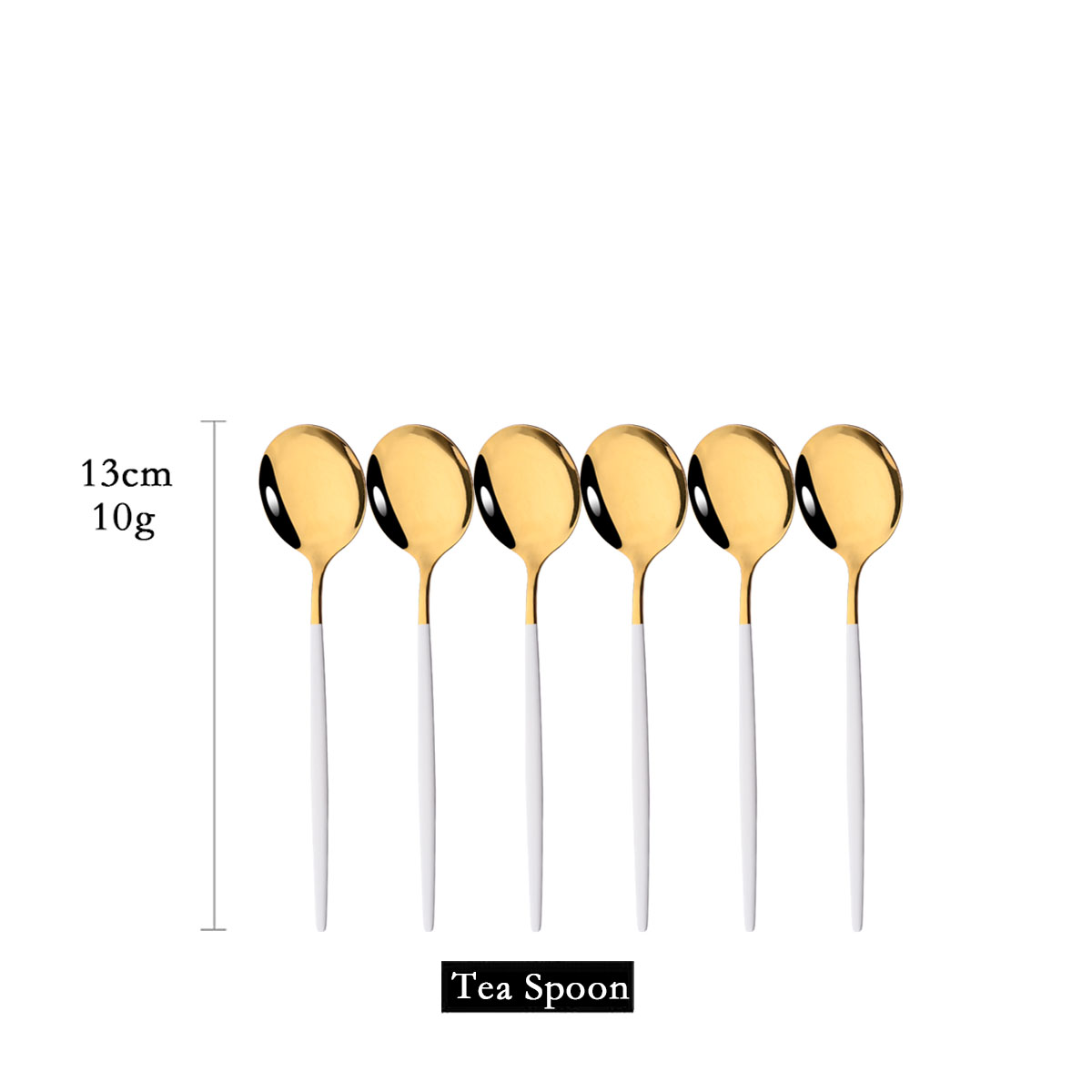 Gold Cutlery Flatware - 6 pezzi specchio oro bianco cucchiaio