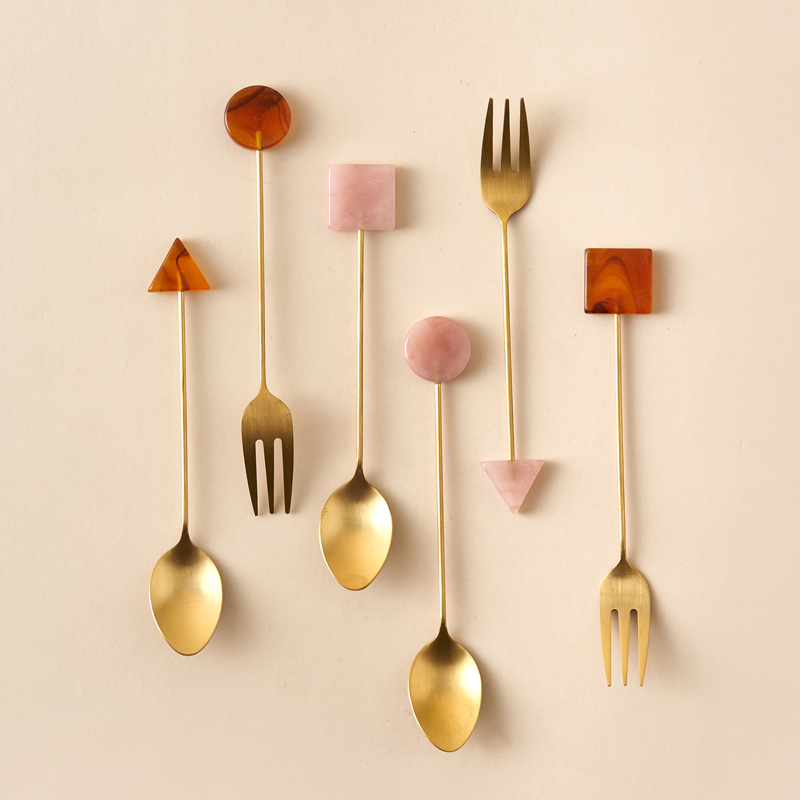 Gold Cutlery Flatware - Set di forchette per cucchiaio piccolo