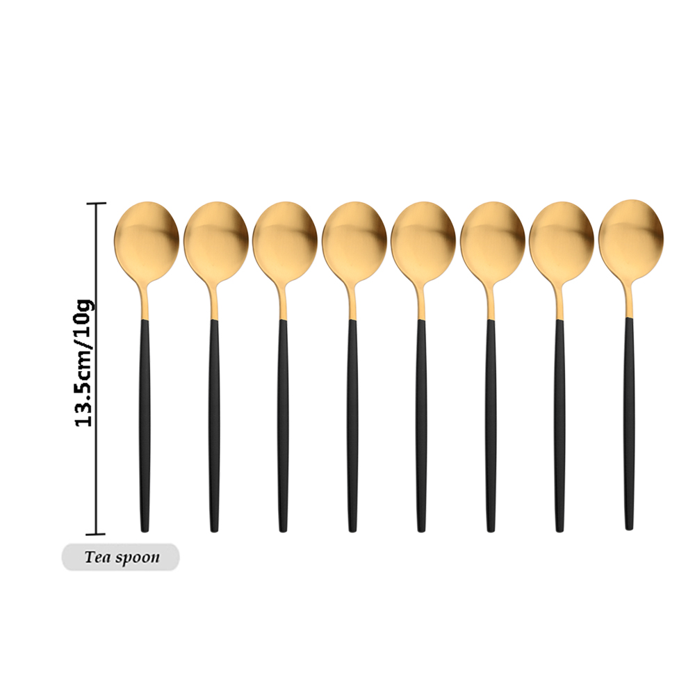 Gold Cutlery Flatware - Drmfiy Manico nero Set di stoviglie