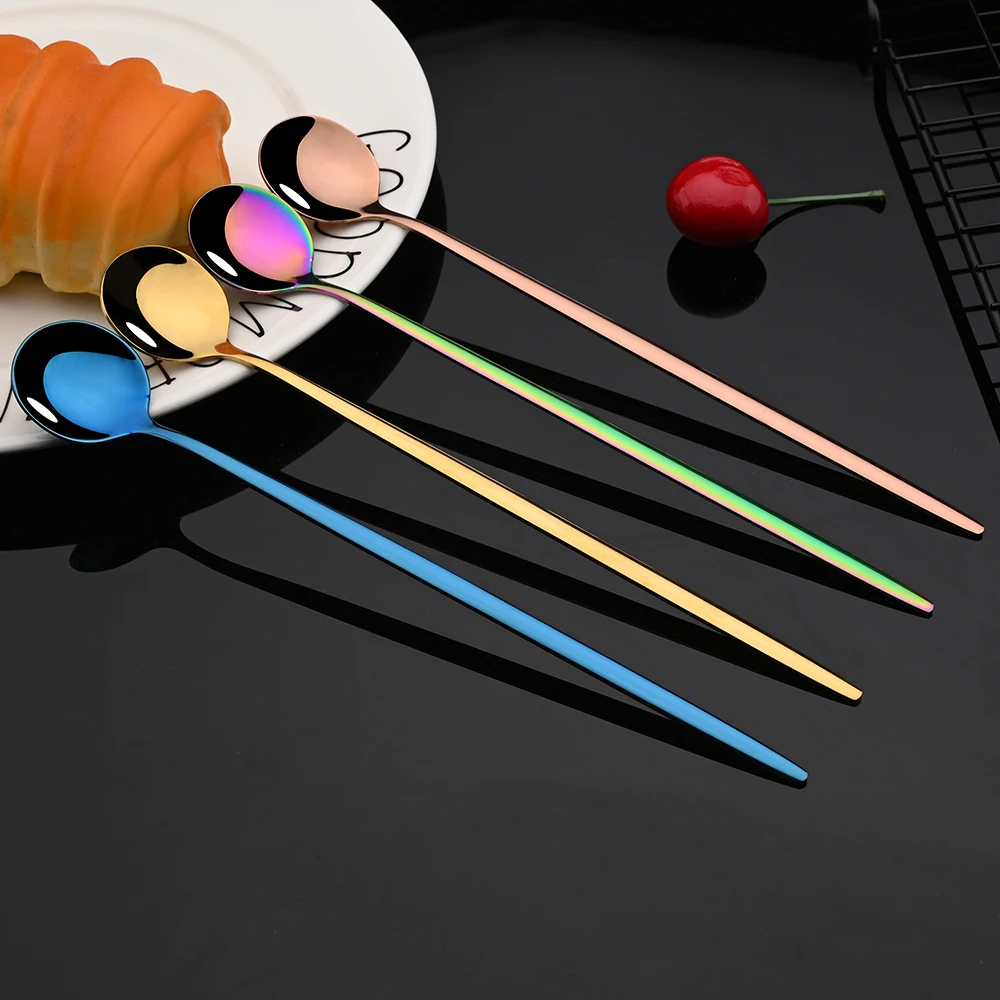 6 pezzi manico lungo cucchiaio - Gold Cutlery Flatware recensione e prezzo