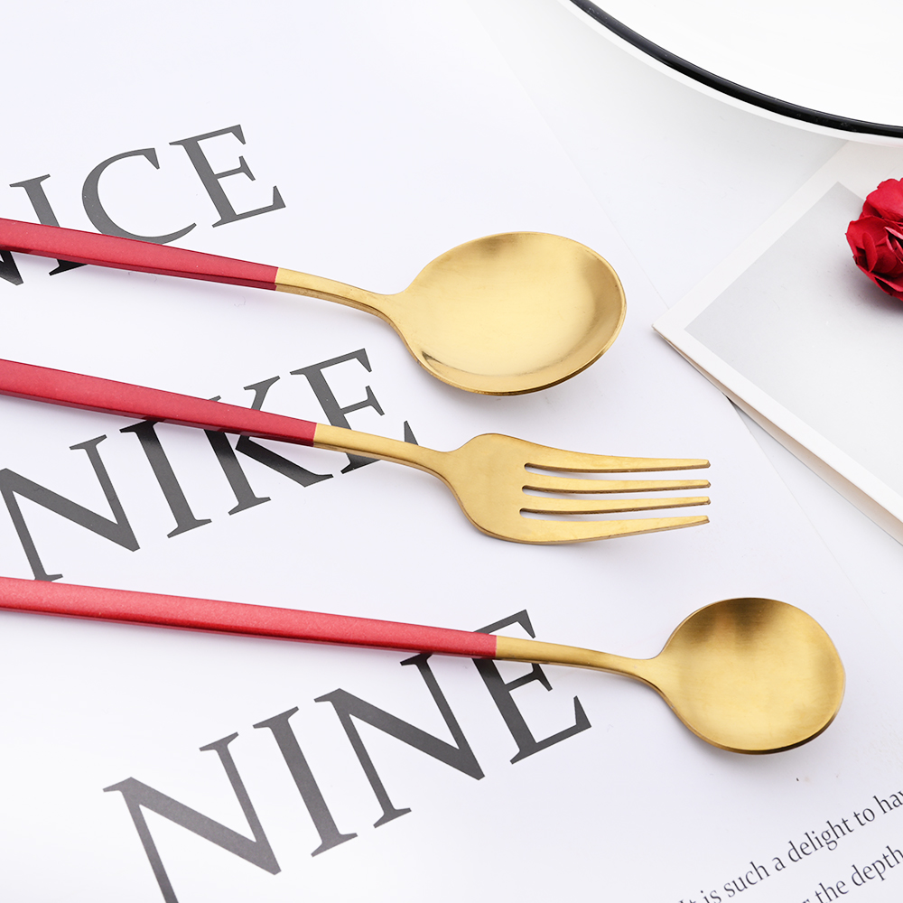 Drmfiy Manico nero Set di stov - Gold Cutlery Flatware recensione e prezzo